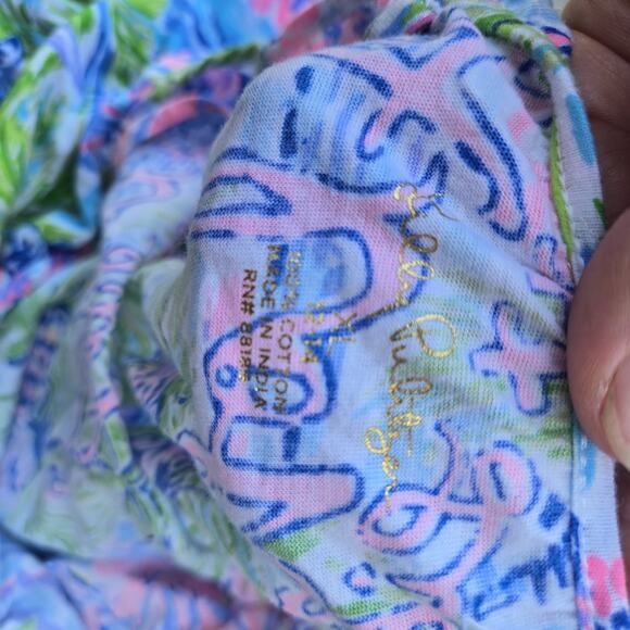 LILLY PULITZER Girls Aloha Romper Colorful Print Cotton XL 12-14 - Picture 4 of 7